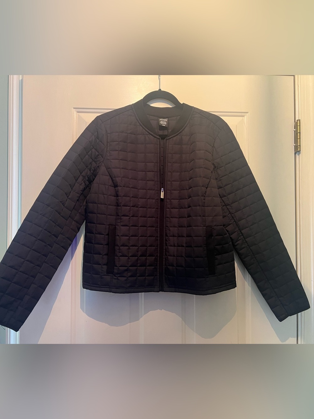 Jockey Women's Black Quilted Lightweight Jacket Full Zip Pockets Size L